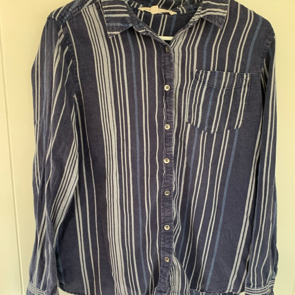 Vanilla‎ Star Button Up women’s size large blue color block